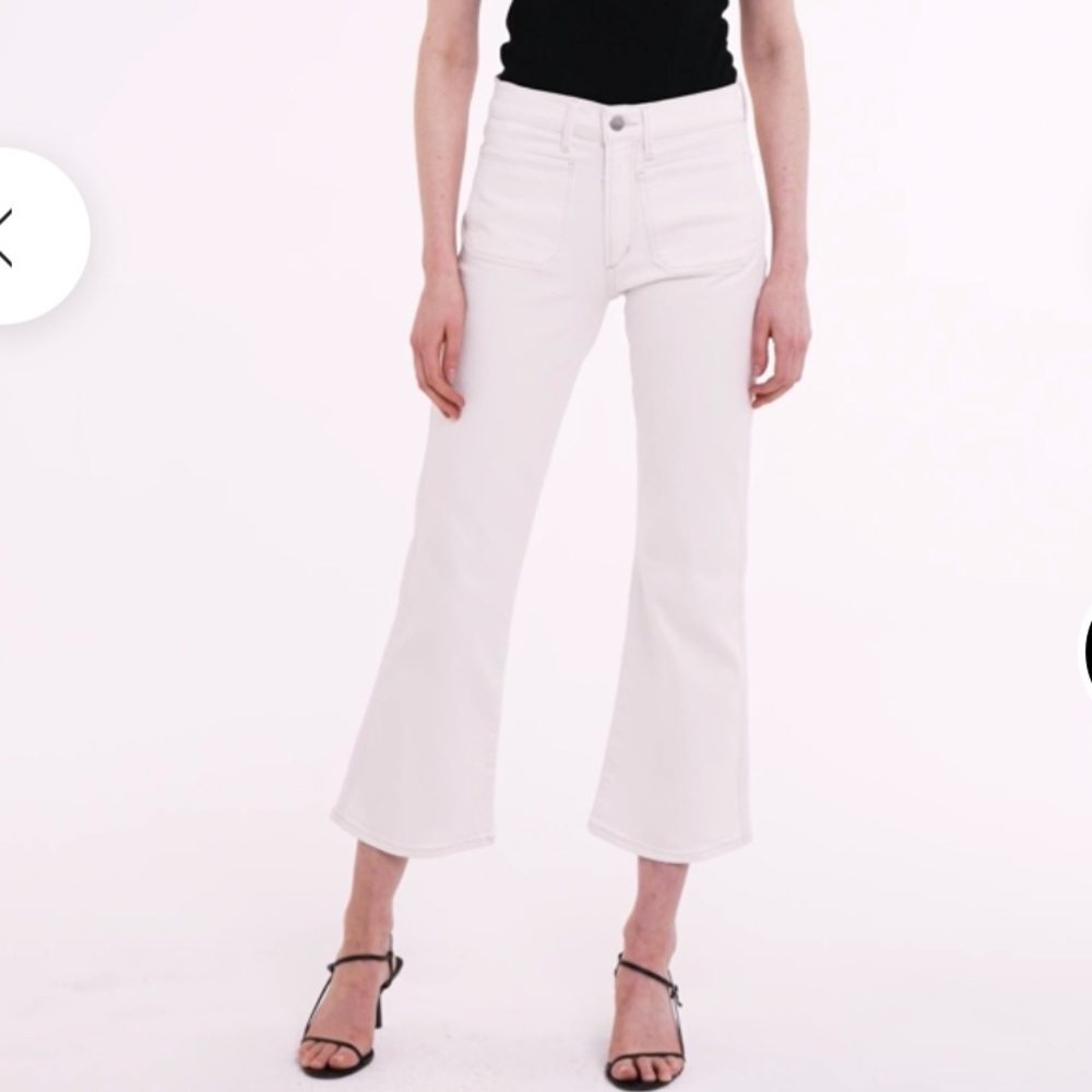Joie Crisp Cropped White Boot Cut Jeans - Picture 3 of 10